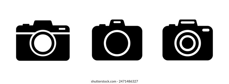 Camera icon set. Photo camera in flat style. Camera symbol.