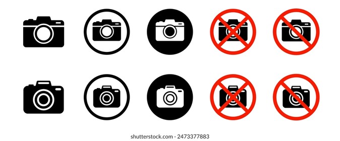 Camera icon set. Photo camera in flat style. No photos. Camera symbol. Vector illustration.
