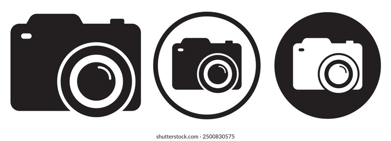 Camera icon set. Photo camera icon set in flat style. Vector graphic illustration, eps 10.