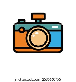 Ícone de câmera definido. Câmera fotográfica em estilo plano. Símbolo da câmera.