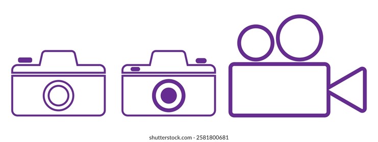 Camera icon set. Photo camera in flat style. Camera symbol.