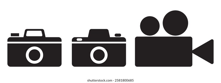 Camera icon set. Photo camera in flat style. Camera symbol.