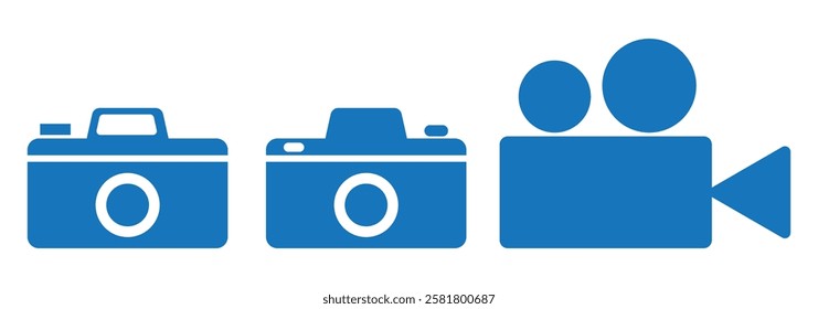 Camera icon set. Photo camera in flat style. Camera symbol.
