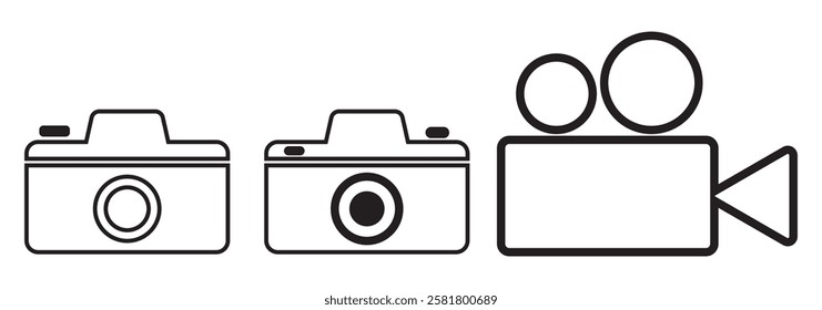 Camera icon set. Photo camera in flat style. Camera symbol.
