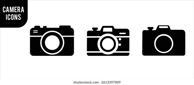 Camera icon set. Photo camera in flat style. Camera symbol.