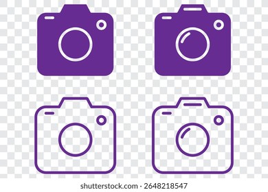 Camera icon set. photo camera in flat style symbol. photography camera line art signs, vector illustration