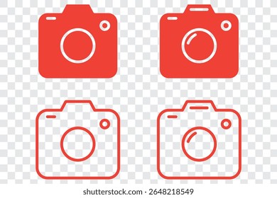 Camera icon set. photo camera in flat style symbol. photography camera line art signs, vector illustration