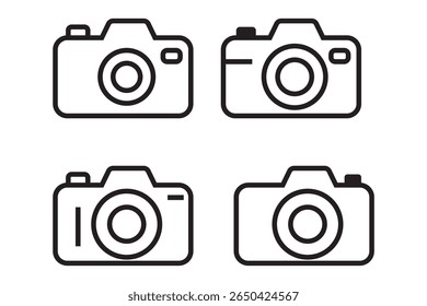 Camera icon set. photo camera in flat style symbol. photography camera line art signs, vector illustration