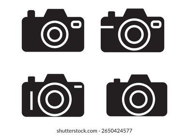 Camera icon set. photo camera in flat style symbol. photography camera line art signs, vector illustration