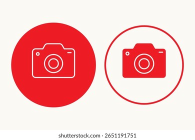 Conjunto de ícones de câmera. câmera fotográfica em símbolo de estilo plano. câmera fotográfica sinais de arte de linha, ilustração vetorial