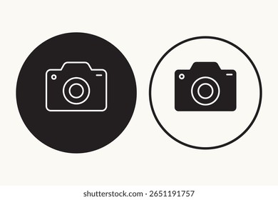 Conjunto de ícones de câmera. câmera fotográfica em símbolo de estilo plano. câmera fotográfica sinais de arte de linha, ilustração vetorial