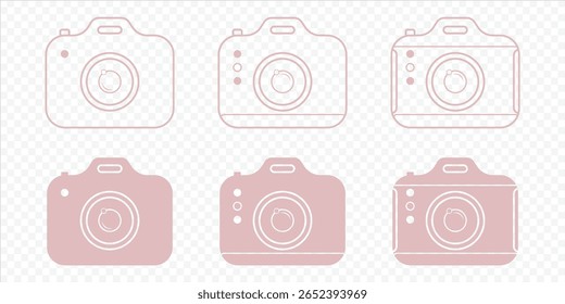 Camera icon set. photo camera in flat style symbol. photography camera line art signs. photo snap line art symbol, camera icon vector eps 10