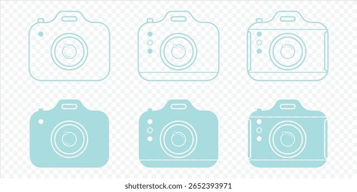 Camera icon set. photo camera in flat style symbol. photography camera line art signs. photo snap line art symbol, camera icon vector eps 10