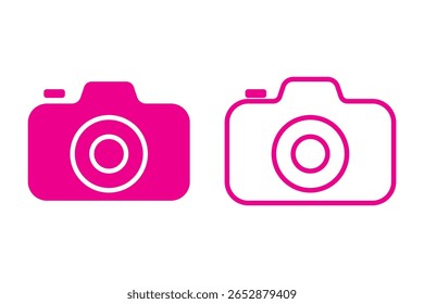 Camera icon set. photo camera in flat style symbol. photography camera line art signs, vector illustration.