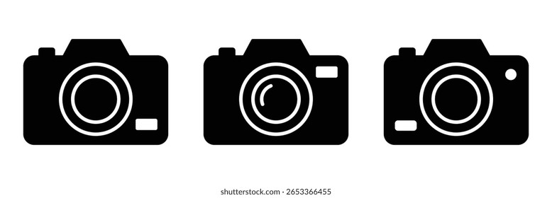 Conjunto de iconos de cámara. icono de cámara de fotos. Cámara fotográfica en estilo plano. Vector aislado sobre fondo blanco.