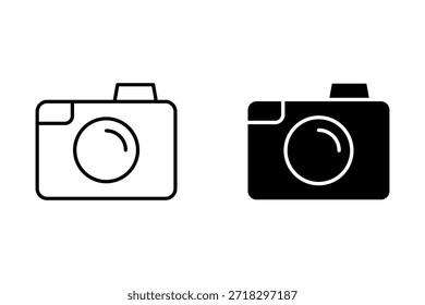 Kamerasymbolsatz. Fotokamera im flachen Stil. Fotokamerasymbol und -zeichen. Satz von Kamerasymbol Vektorgrafik.	