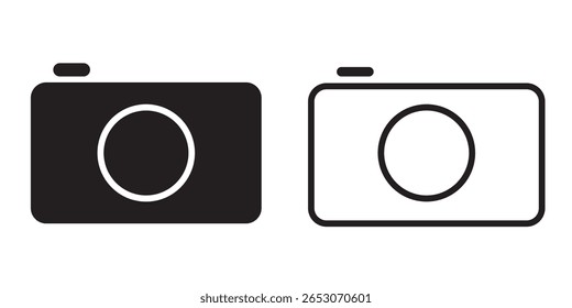 Camera icon set. Photo focus icon. Take a picture. Black and white Colors icon. Set Vector illustration isolated on white background. Eps 10