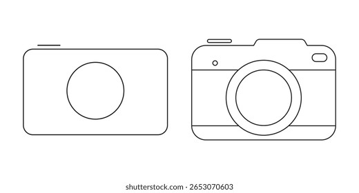 Kamerasymbolsatz. Foto-Fokussymbol. Mach ein Foto. Schwarz-Weiß-Farbsymbol. Set Vektorgrafik einzeln auf weißem Hintergrund. EPS 10