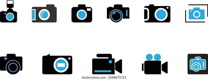 Camera icon set. photo camera icon. camera photography icon.