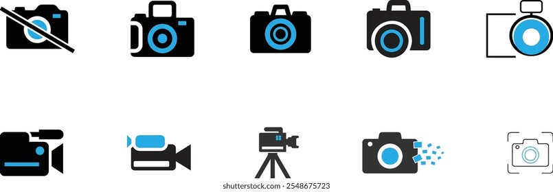 Camera icon set. photo camera icon. camera photography icon.