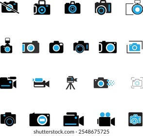 Camera icon set. photo camera icon. camera photography icon.