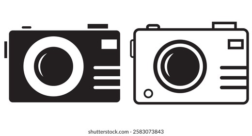 Camera icon set. Photo camera icon. Camera photography icon Design. Black, white and Blue colors. EPS 10