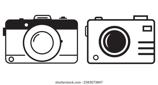 Camera icon set. Photo camera icon. Camera photography icon Design. Black, white and Blue colors. EPS 10