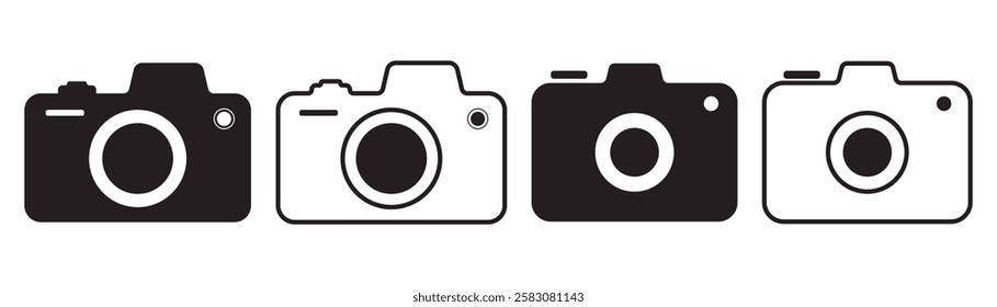 Camera icon set. photo camera icon. camera photography icon.