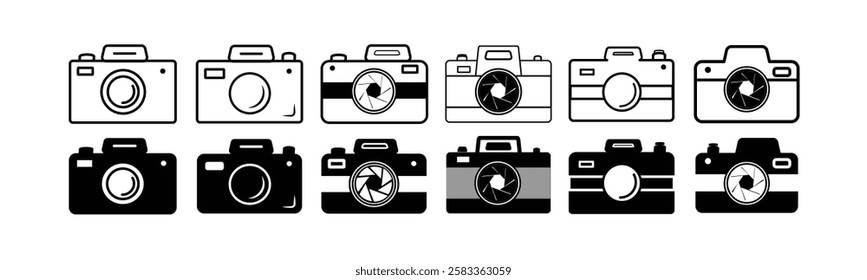 Camera icon set. photo camera icon. camera photography icon.