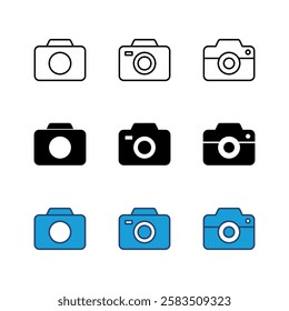 Camera icon set. photo camera icon. camera photography icon.