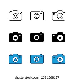 Camera icon set. photo camera icon. camera photography icon.