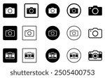 Camera icon set camera photo snapshot capture photograph shutter flash digital app modern minimalist symbol outline vector graphic icon flat style