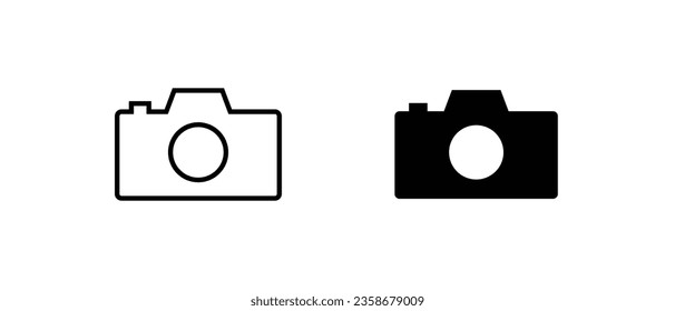 Camera icon set, photo camera  snapshot photography. Instant  icon symbol logo illustration,editable stroke, flat and line outline design style isolated on white