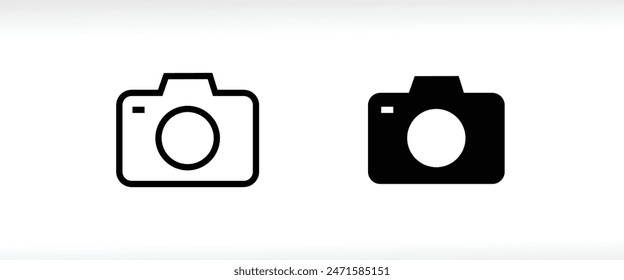 Camera icon set, photo camera  snapshot photography. Instant  icon symbol logo illustration,editable stroke, flat and line outline design style isolated on white