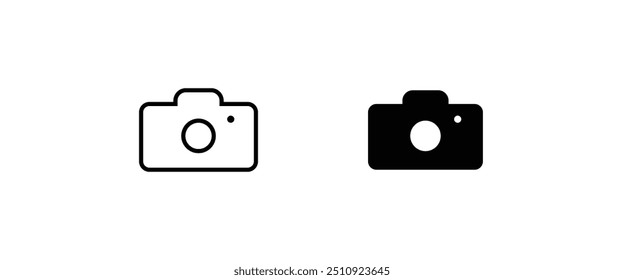 Camera icon set, photo camera  snapshot photography. Instant  icon symbol logo illustration,editable stroke, flat and line outline design style isolated on white