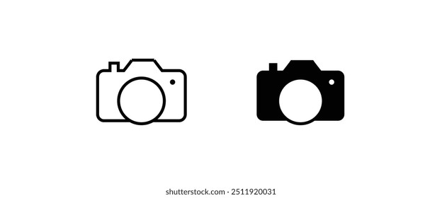 Camera icon set, photo camera  snapshot photography. Instant  icon symbol logo illustration,editable stroke, flat and line outline design style isolated on white