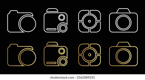 Camera icon set camera photo snapshot capture photograph gold