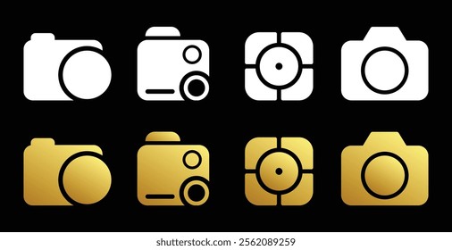 Camera icon set camera photo snapshot capture photograph gold