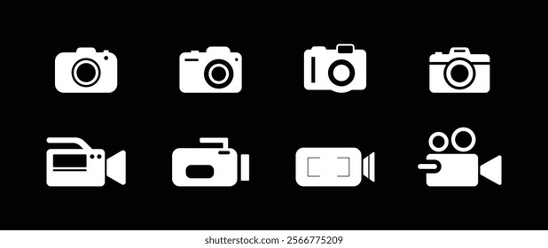 Camera icon set camera photo snapshot capture photograph shutter flash digital app modern minimalist symbol outline vector graphic icon flat style