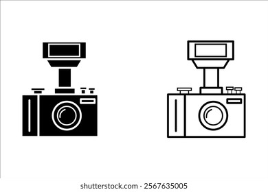 Camera icon set camera photo snapshot capture photograph shutter flash digital app modern minimalist symbol outline vector graphic icon flat style
