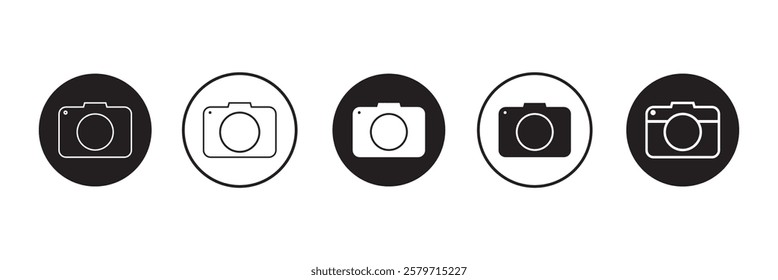 Camera icon set camera photo snapshot capture photograph shutter flash digital app modern minimalist symbol outline vector graphic icon flat style