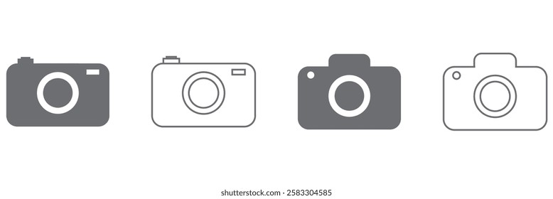 Camera icon set camera photo snapshot capture photograph shutter flash digital app modern minimalist symbol outline vector graphic icon flat style