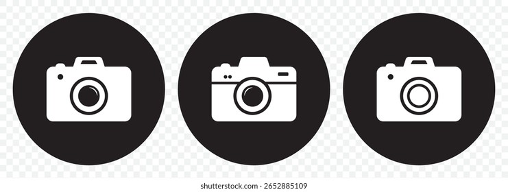 Ícone da câmera definir foto da câmera captura de foto foto obturador flash aplicativo digital moderno símbolo minimalista contorno ícone gráfico do vetor estilo plano no fundo transparente. EPS 10.