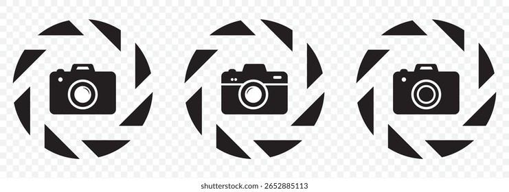 Ícone da câmera definir foto da câmera captura de foto foto obturador flash aplicativo digital moderno símbolo minimalista contorno ícone gráfico do vetor estilo plano no fundo transparente. EPS 10.