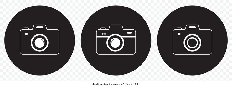 Ícone da câmera definir foto da câmera captura de foto foto obturador flash aplicativo digital moderno símbolo minimalista contorno ícone gráfico do vetor estilo plano no fundo transparente. EPS 10.