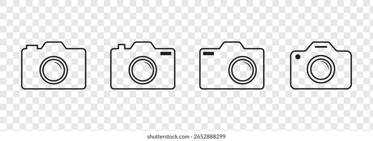 Camera icon set camera photo snapshot capture photograph shutter flash digital app modern minimalist symbol outline vector graphic icon flat style
