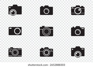 Camera icon set camera photo snapshot capture photograph shutter flash digital app modern minimalist symbol outline vector graphic icon flat style
