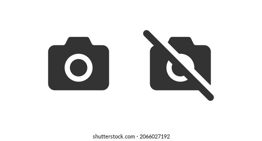 Camera icon set. Photo symbol. Not take pictures concept. Photocamera simple illustration in vector flat style.