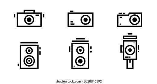 Kamerasymbol eingestellt. Fotokamera-Symbol. Vektorgrafik.