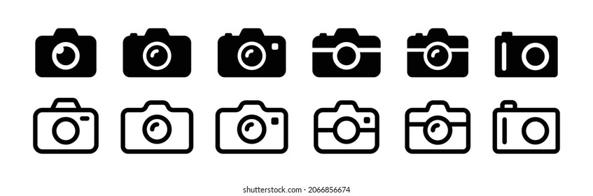 Kamerasymbol eingestellt. Fotokamera-Symbol, Vektorgrafik